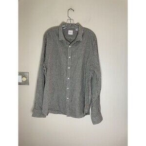 SWIMS Men's Amalfi Linen Long Sleeve Shirt Size XL Green Gingham Check